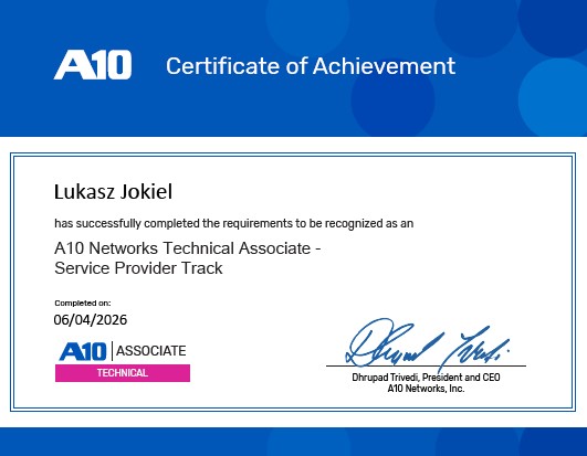 A10 Networks Technical Associate -
Service Provider Track