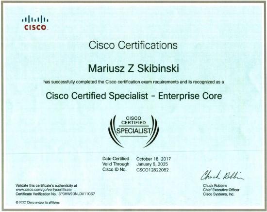 Cisco Certified Specialist - Enterprise Core